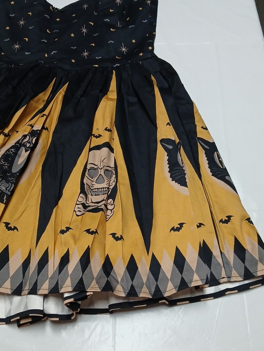 Oblong Box Shop Prudence Halloween Treat Mini Dress w/ Pockets Size M Pinup Goth - Picture 10 of 14